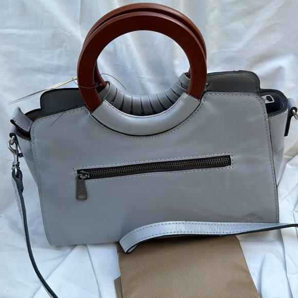 Patricia Nash Fall Lace Leather Lyon Satchel Crossbody Formal Grey - Picture 7 of 8